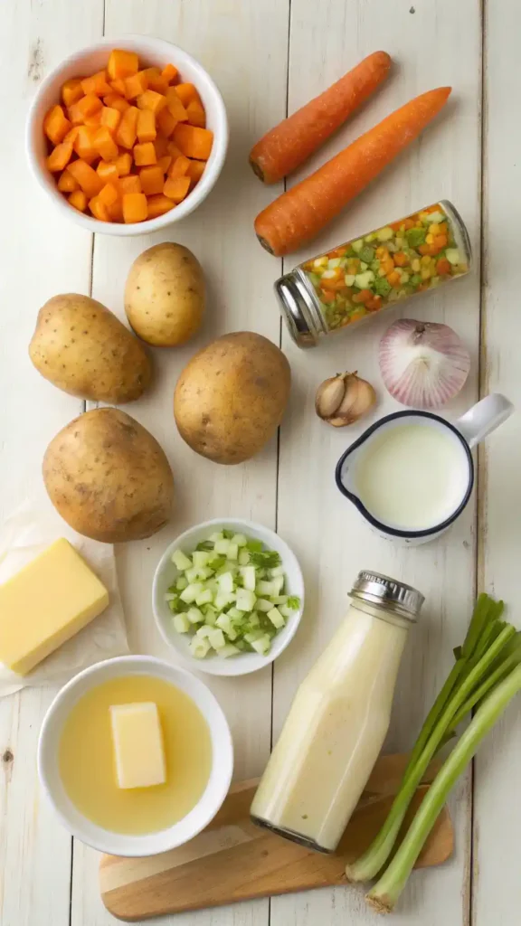 preparing ingredients for potato soup benignis potota soup recipe