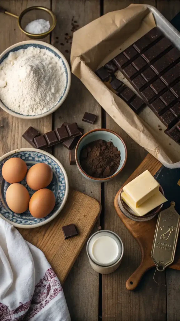 workspace preparation 1920's recipe for chocolate cake