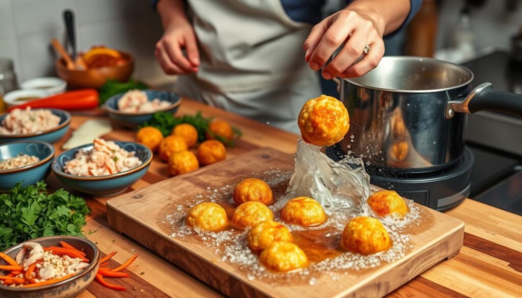 crab ball cooking
