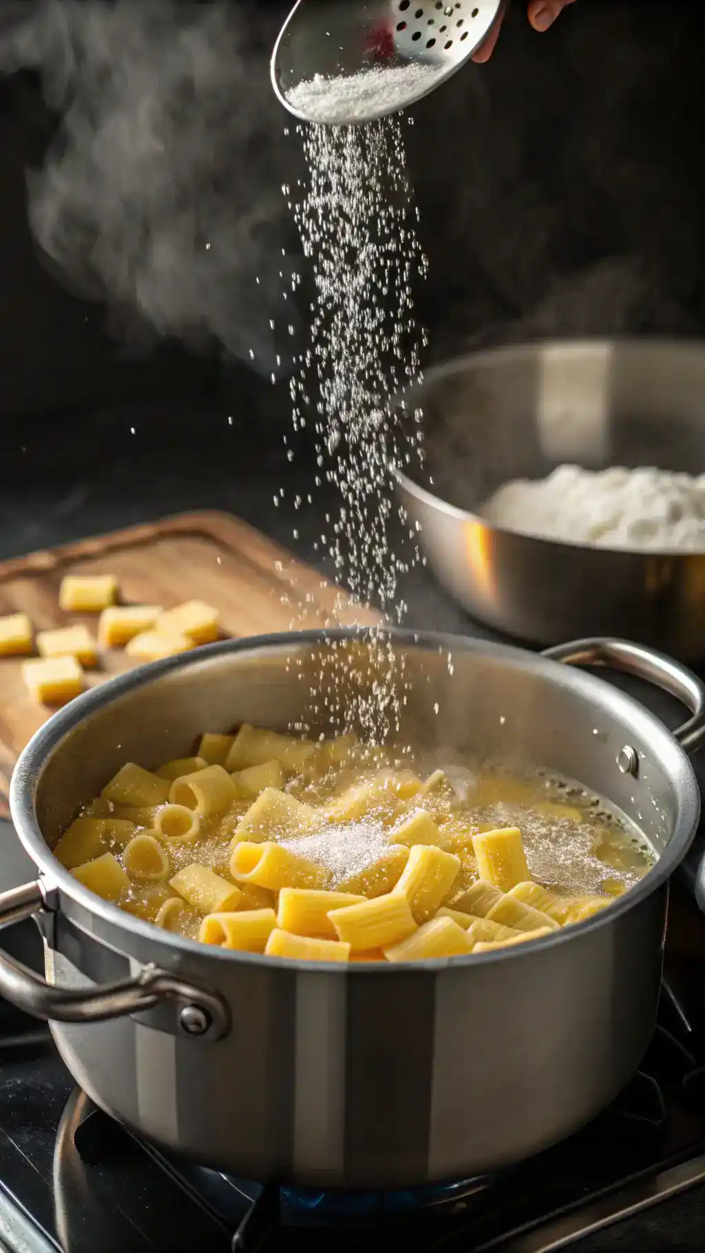 Boiling Ditalini Pasta Boiling water with ditalini pasta