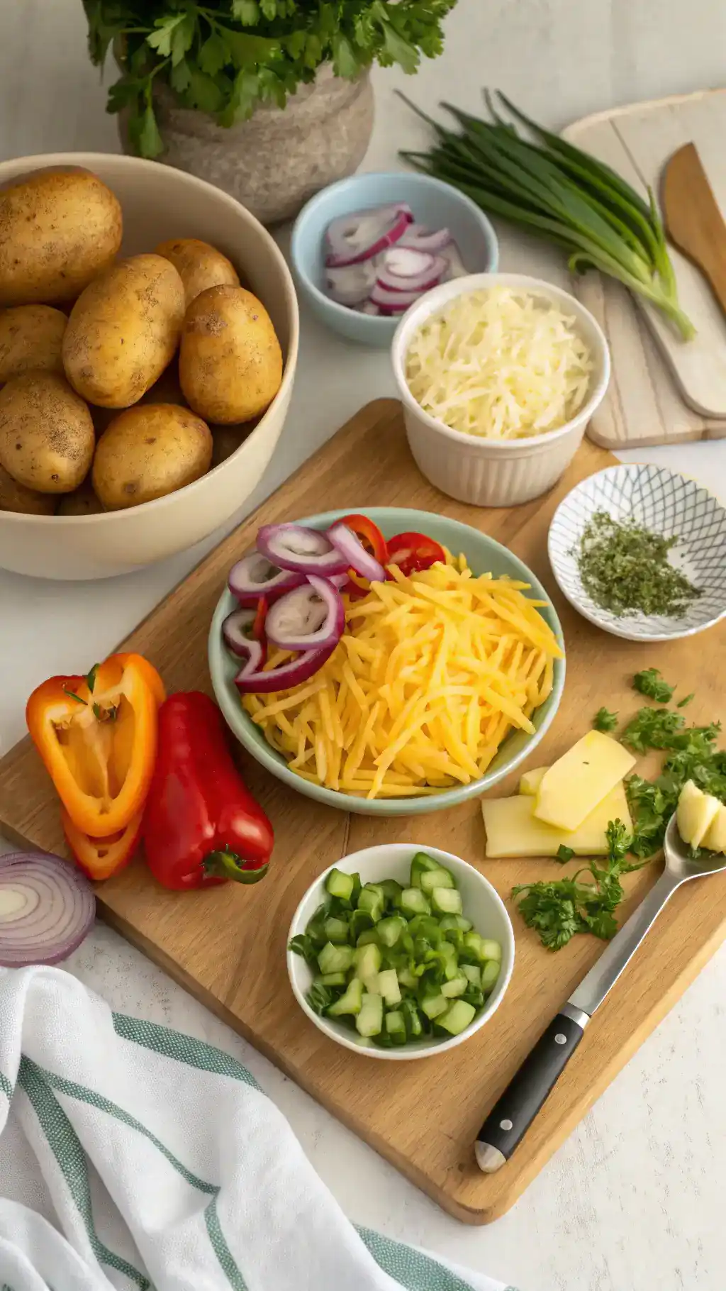 Fresh Ingredients for Baked Potatoes Ingredients for leftover baked potato recipes
