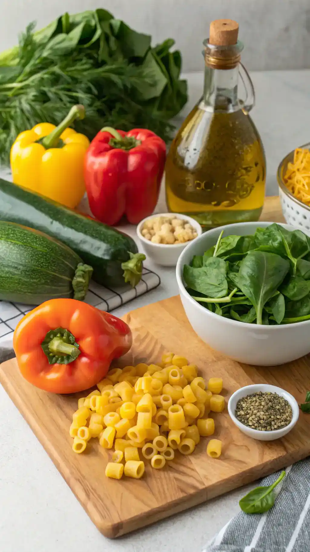 Fresh Ingredients for Ditalini Pasta Fresh ingredients for ditalini pasta