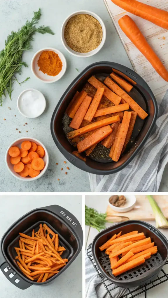 Step-by-step guide to making carrot fries.