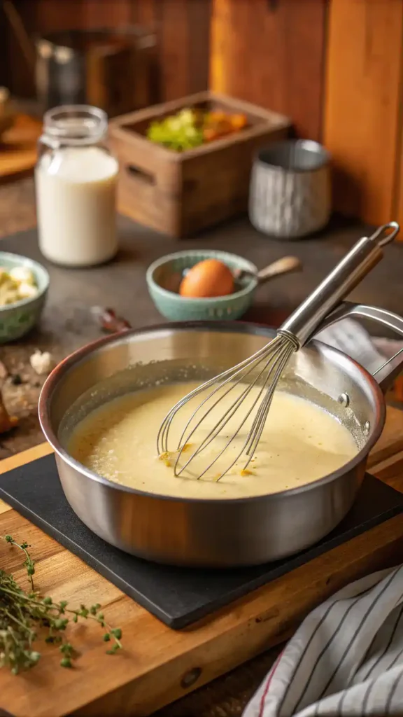Making cream sauce base HelloFresh