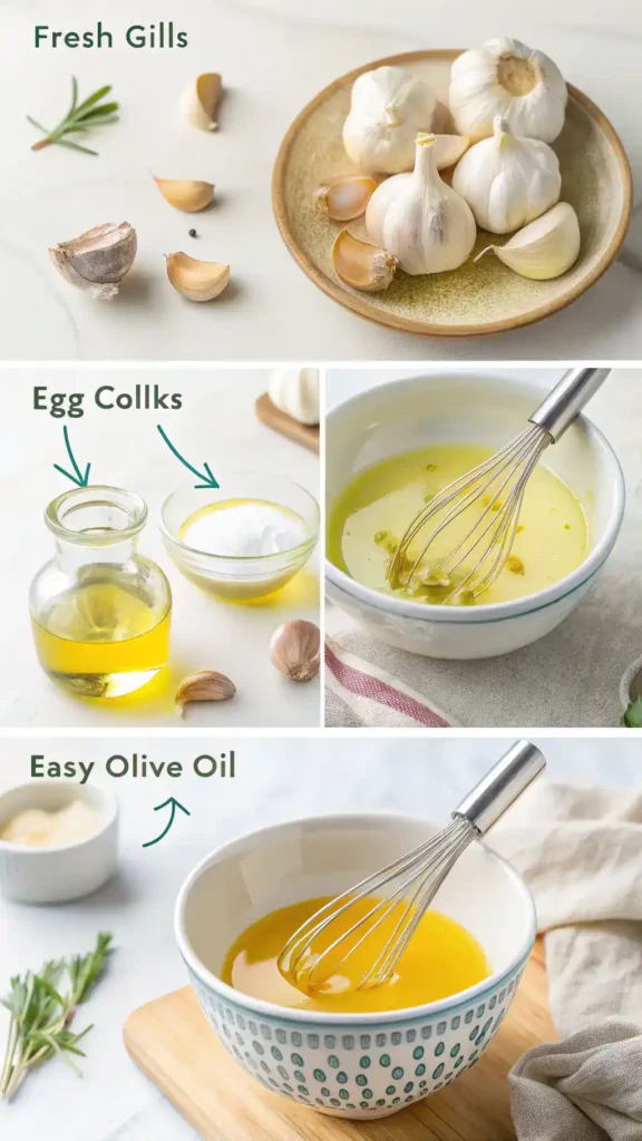Step-by-step process of making Garlic Aioli