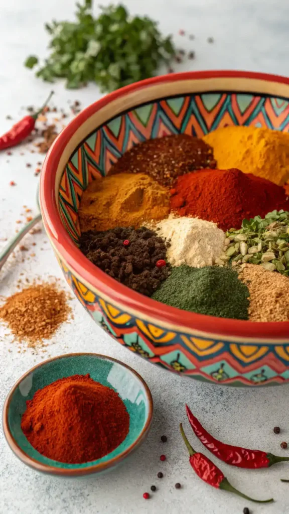 Mixing bowl with Hello Fresh Southwest Spice Blend ingredients