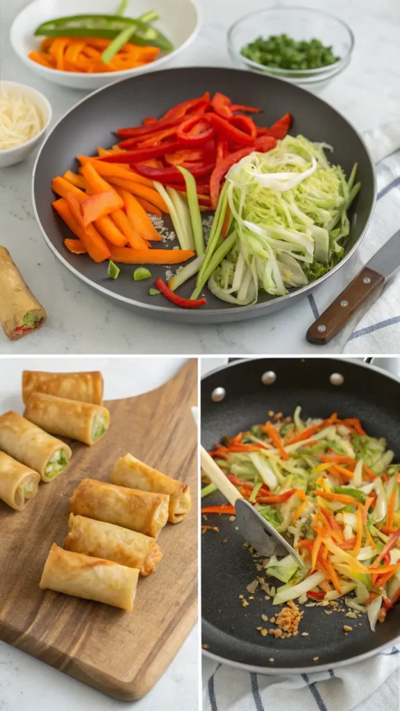 Making Veggie Egg Rolls