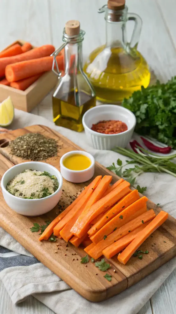 Ingredients for carrot fries recipe