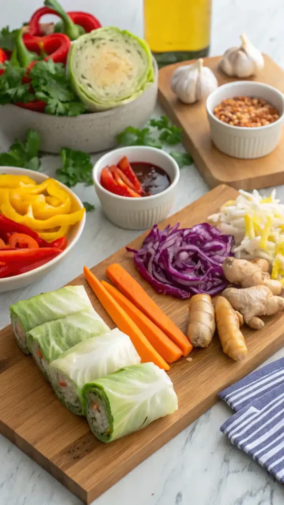 Ingredients for vegetable egg rolls