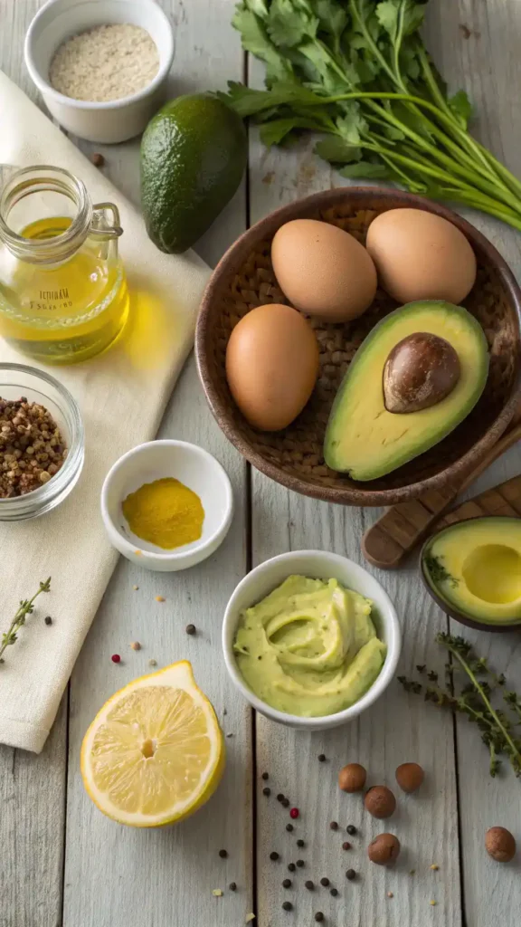 Ingredients for avocado oil mayo