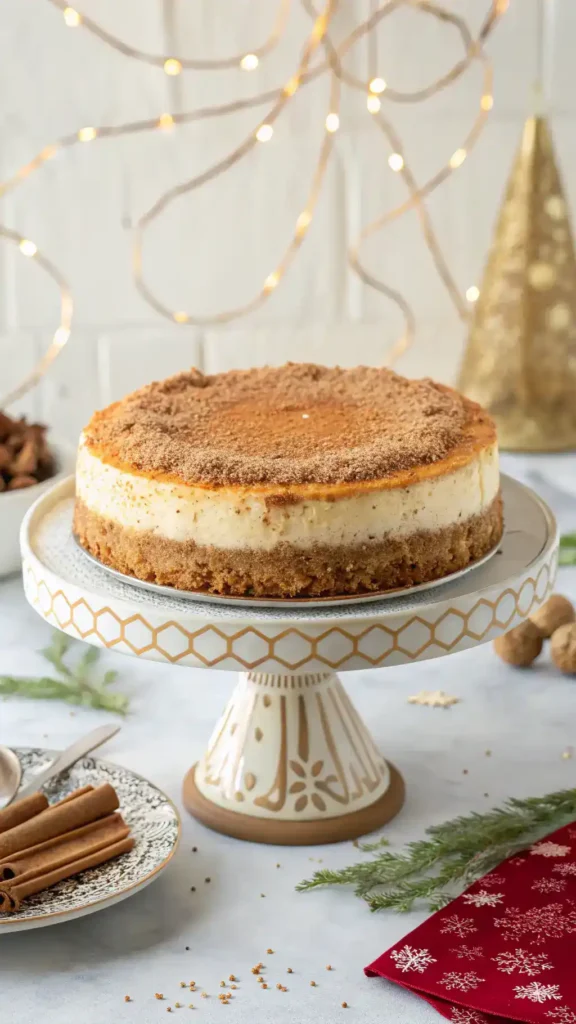 Whole churro cheesecake ready to serve