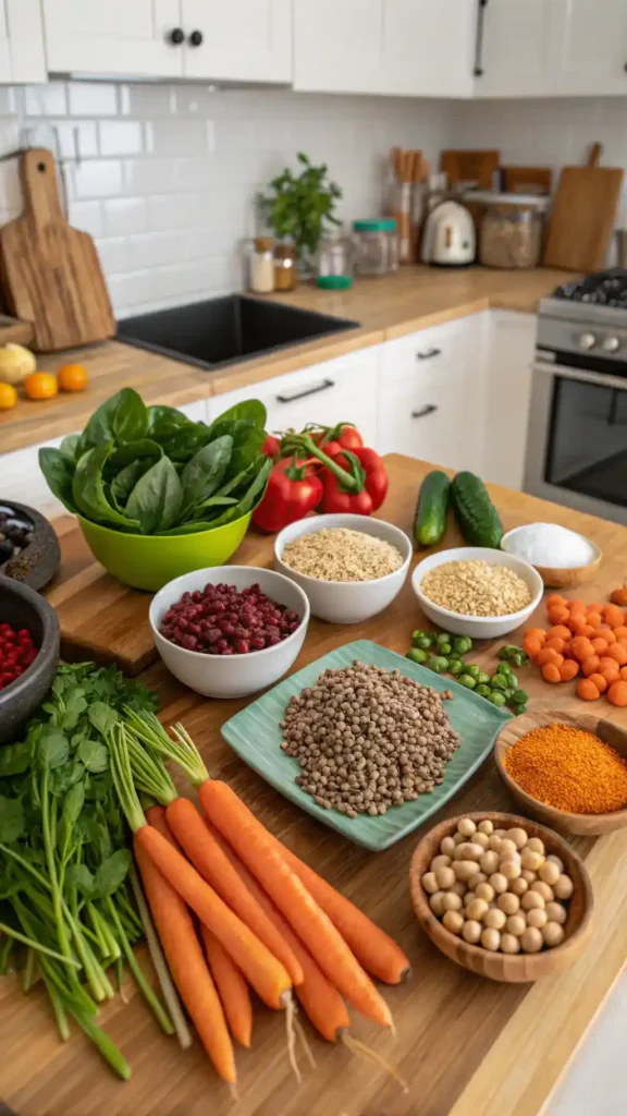 Fresh ingredients for vegan gluten-free recipes