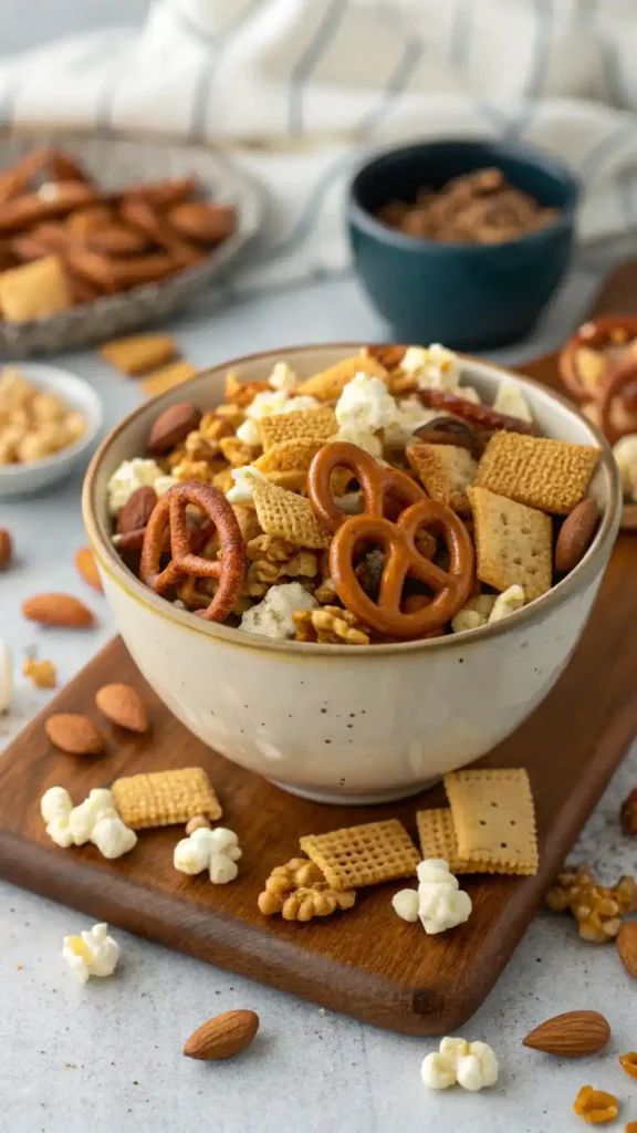 Delicious homemade Crispix mix in a bowl