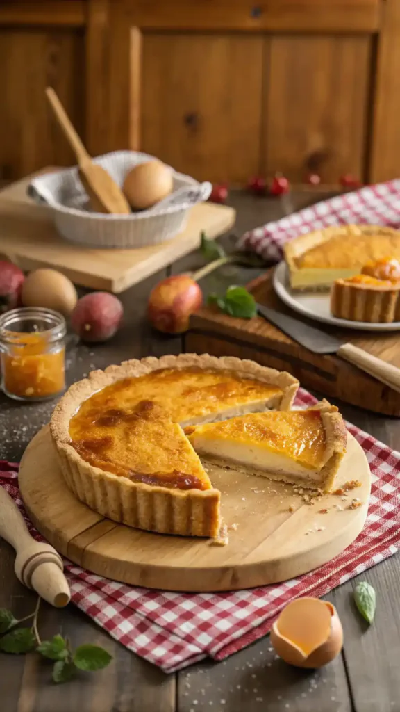Vinegar pie on a wooden table