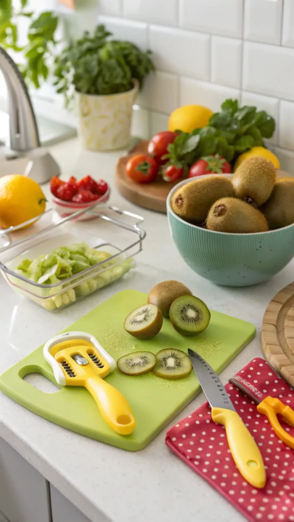 Preparing Zespri Sungold Kiwi in the kitchen