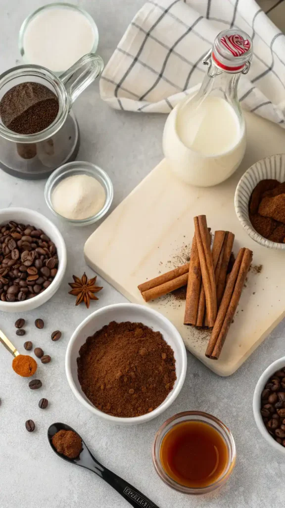 Ingredients for Mexican coffee recipe