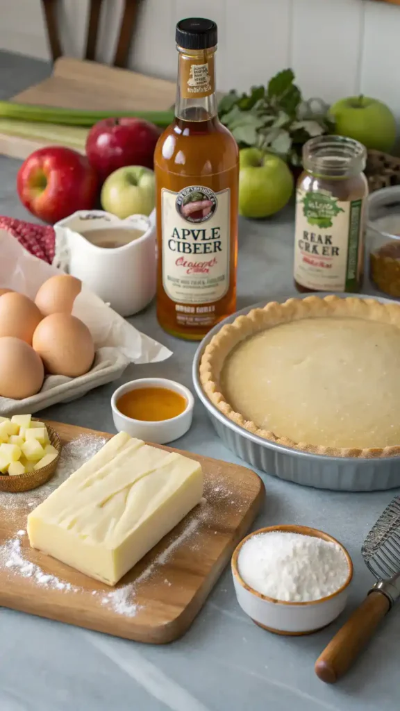 Ingredients for vinegar pie recipe