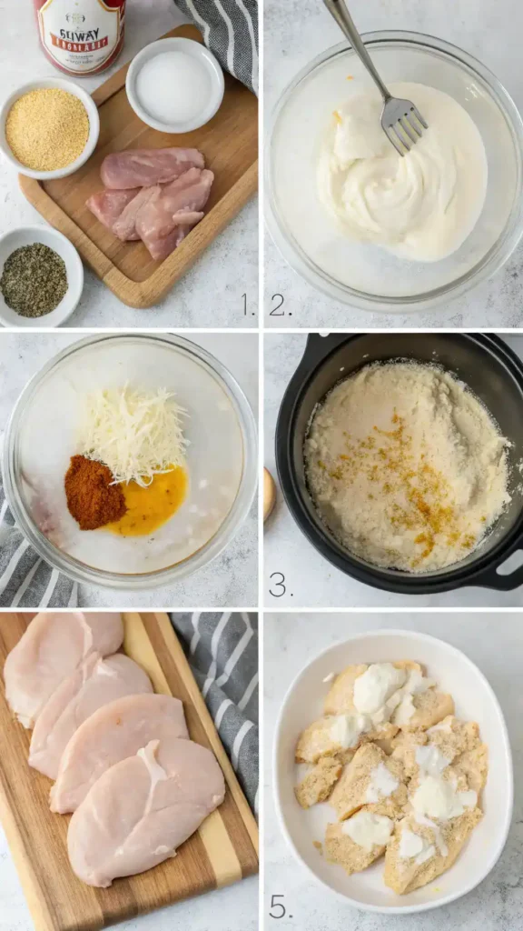 Step-by-step process of making crack chicken