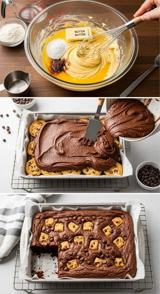 Step-by-step process of making Fudgy Chewy Browkies