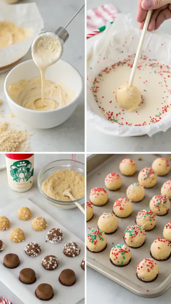 Step-by-step process of making Starbucks cake pops.
