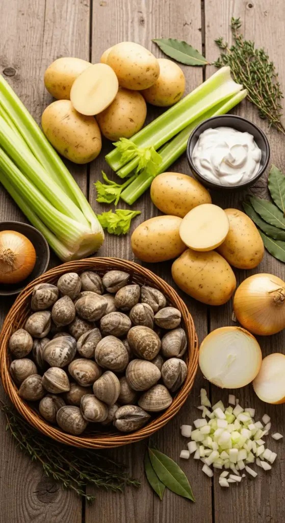 Ingredients for clam chowder
