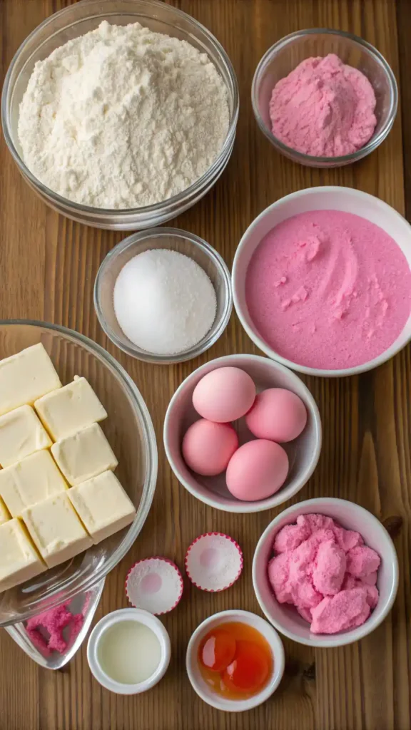 Ingredients for Crumbl Pink Sugar Cookies