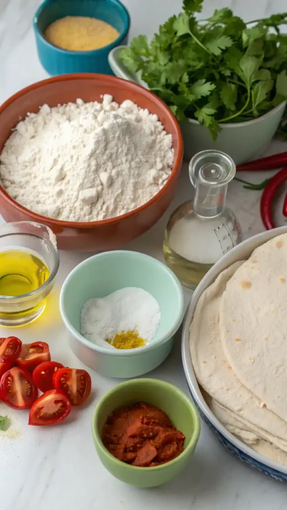 Ingredients for flour tortilla recipe