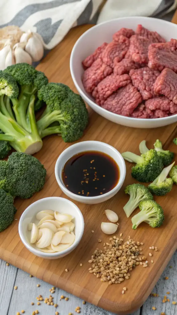 Ingredients for Ground Beef and Broccoli