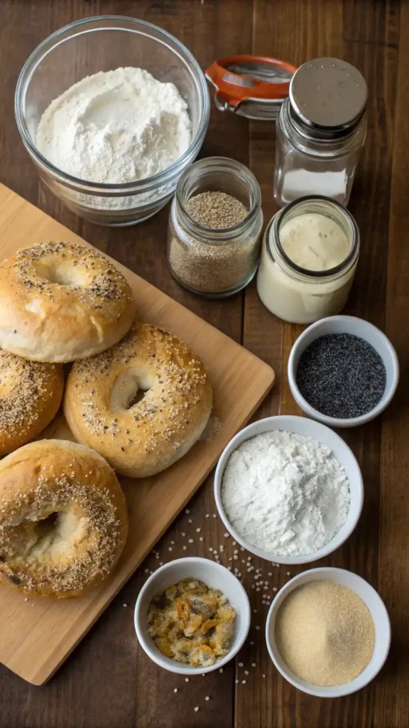 Ingredients for homemade bagels