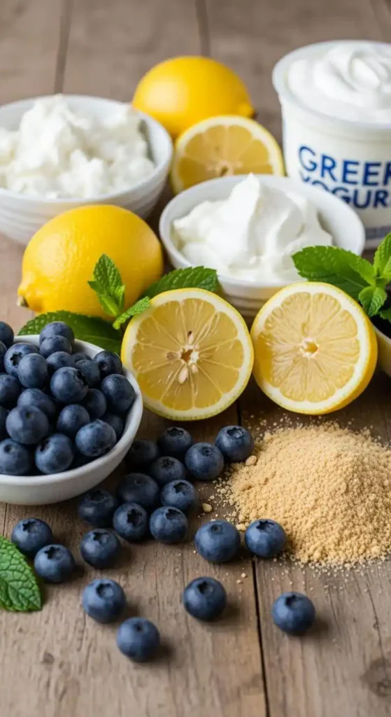 Ingredients for Lemon Blueberry dessert