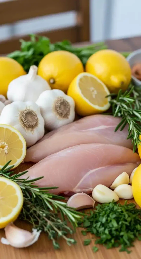 Fresh Ingredients for Lemon Garlic Chicken