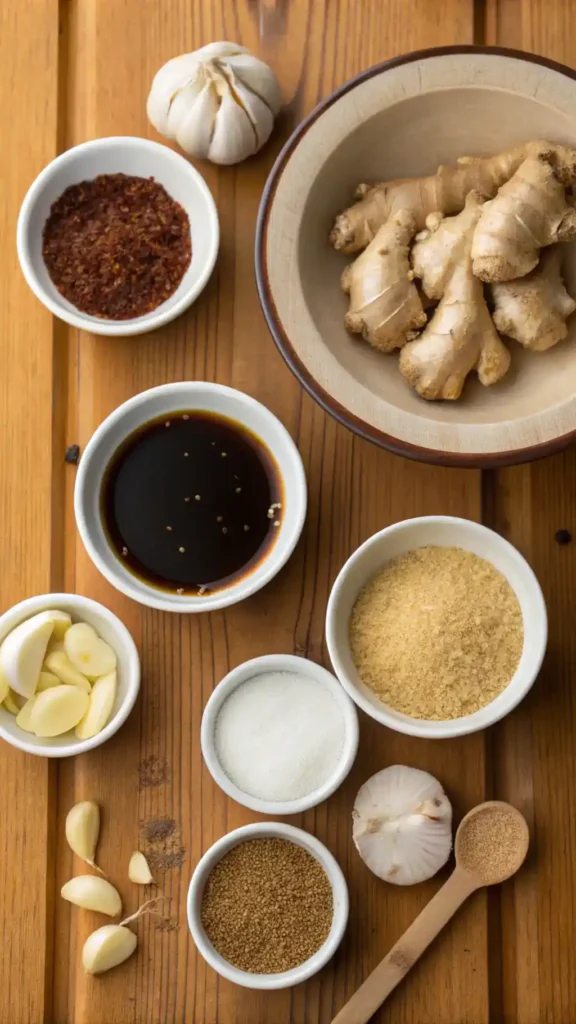 Ingredients for homemade teriyaki sauce
