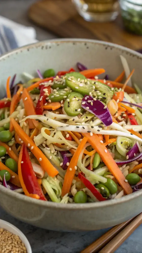 Vibrant Asian salad with fresh vegetables