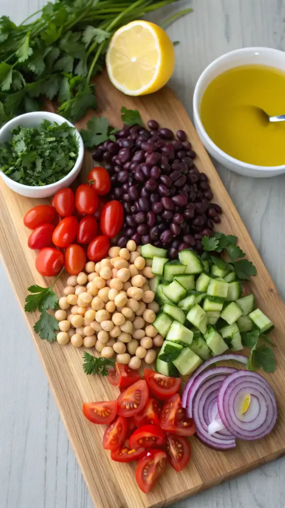 Ingredients for dense bean salad