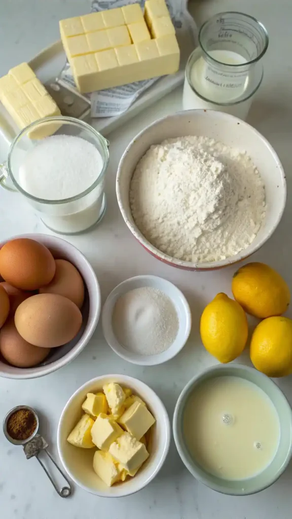 Ingredients for lemon pound cake
