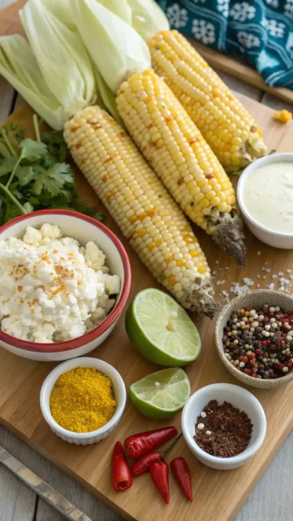 Ingredients for Mexican street corn.