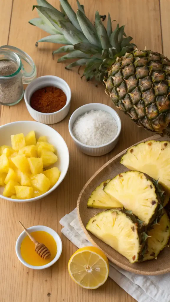 Ingredients for pineapple jam recipe.