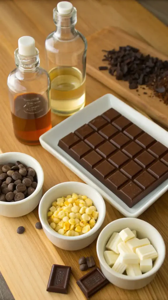 Ingredients for modeling chocolate recipe.