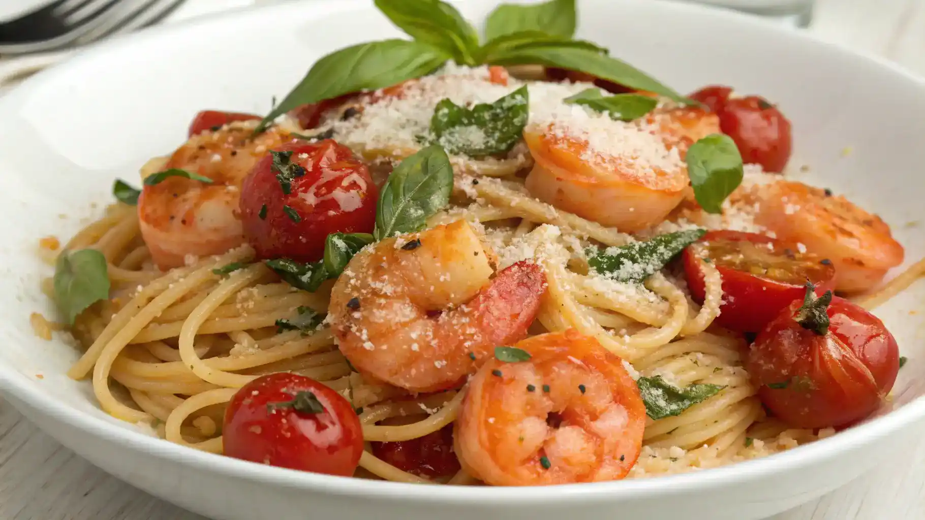 Shrimp and Burst Cherry Tomato Pasta