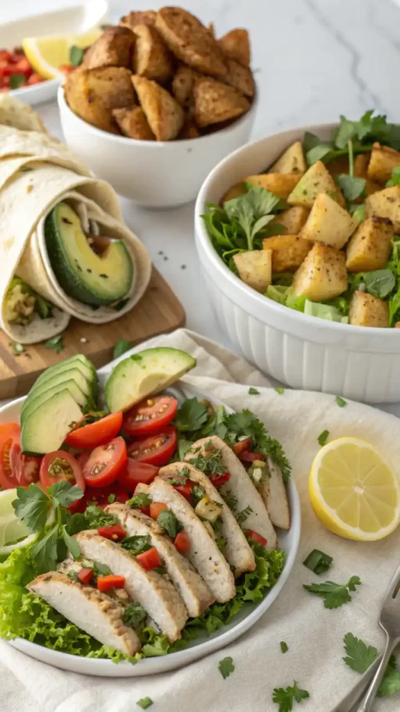 Different serving suggestions for juicy chicken breast.