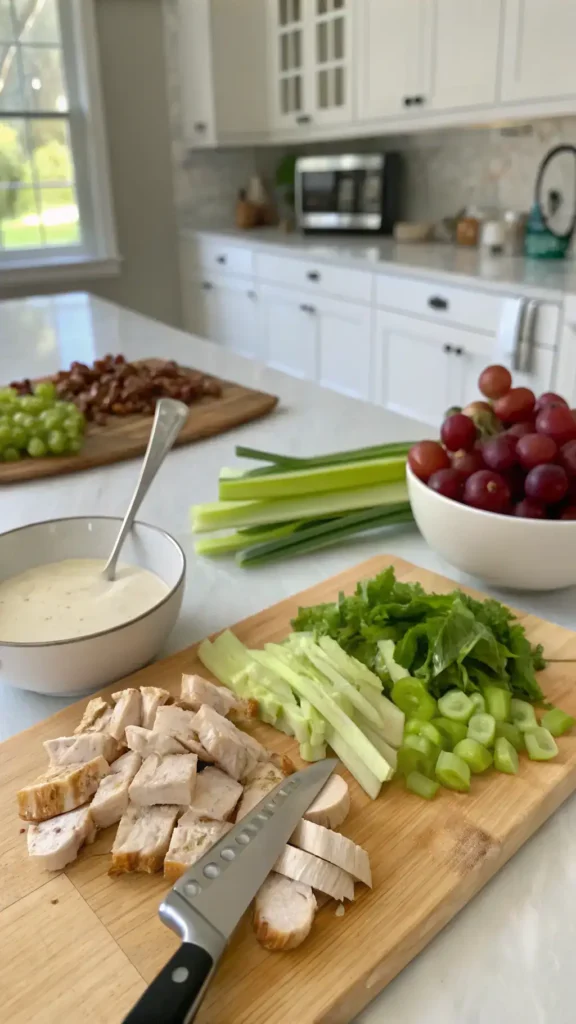 A step-by-step guide to making chicken salad with fresh ingredients.