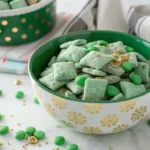 Green St Patrick’s Day puppy chow with sprinkles