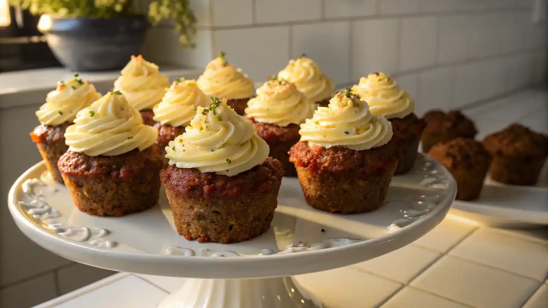 Meatloaf cupcakes with mashed potato frosting for April Fools Dinner Ideas