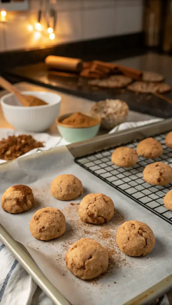 Baking process of Mardi Gras King Cake Cookies