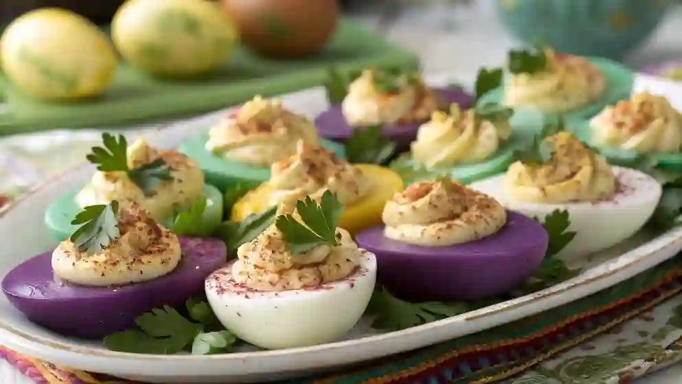 Mardi Gras Deviled Eggs
