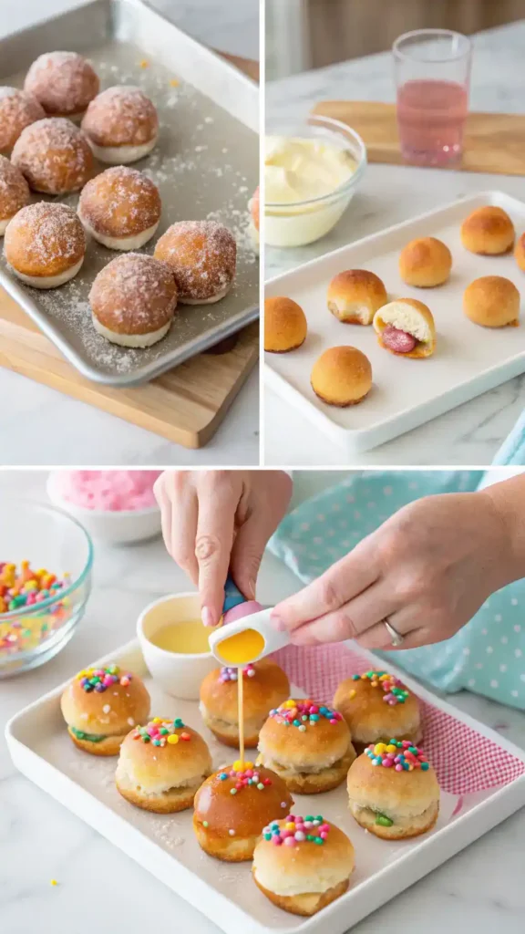 steps showing how to make Mardi Gras Party Bites