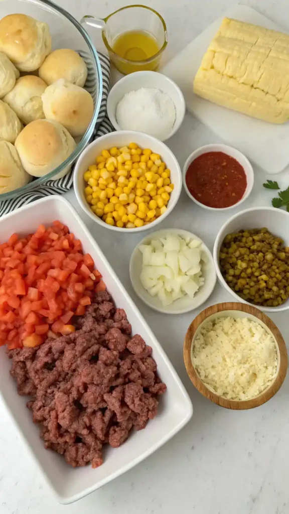 Ingredients used to make cattle drive casserole