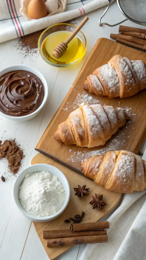 Ingredients needed to make fried croissant beignets