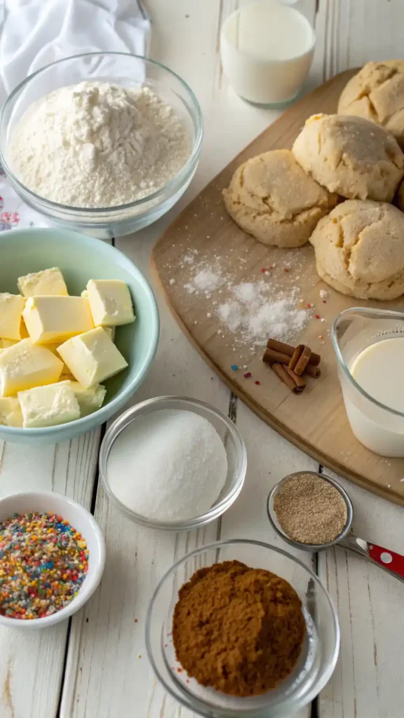 Ingredients needed to make mini king cake bites