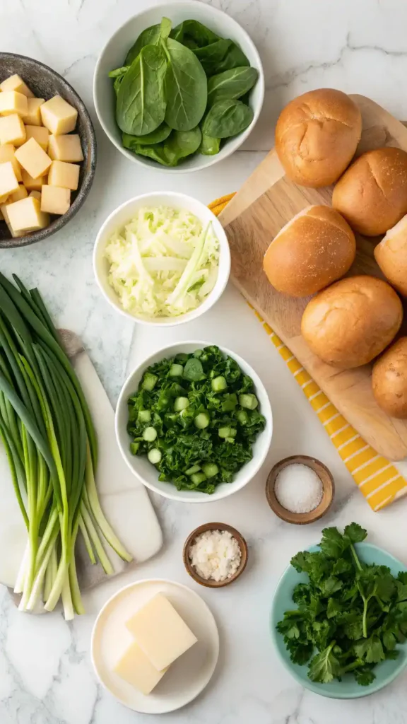 Ingredients for making St Patrick’s Day appetizers arranged on a table